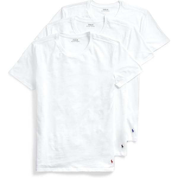 POLO RALPH LAUREN 5 Pack Slim Fit Crews 5 White/Cruise Navy SM
